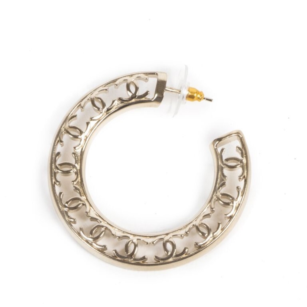 Authentic CHANEL open work CC hoops